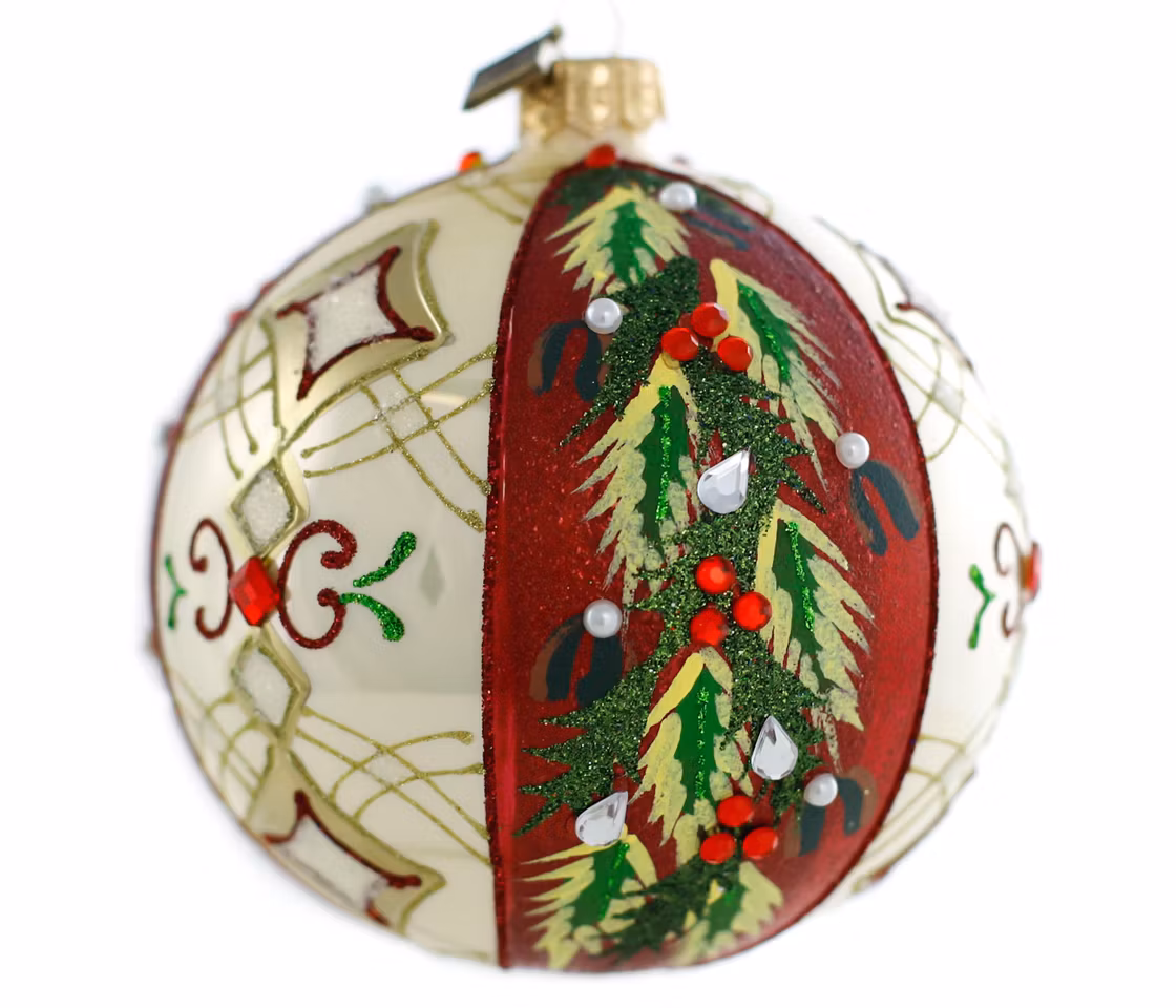 Kristorndrøm, 10 cm hånddekorert glasskule