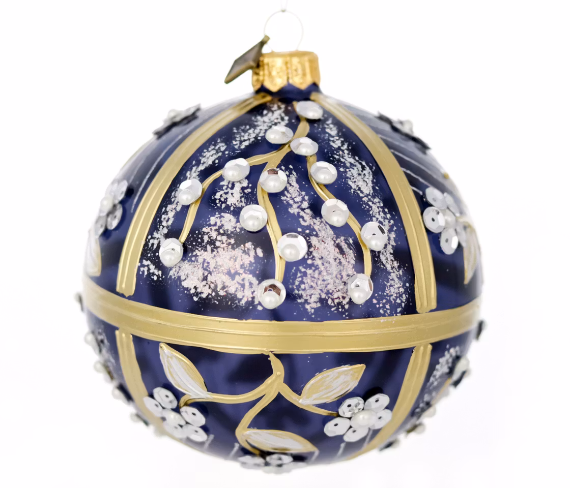 Natthagen, 10 cm hånddekorert glasskule