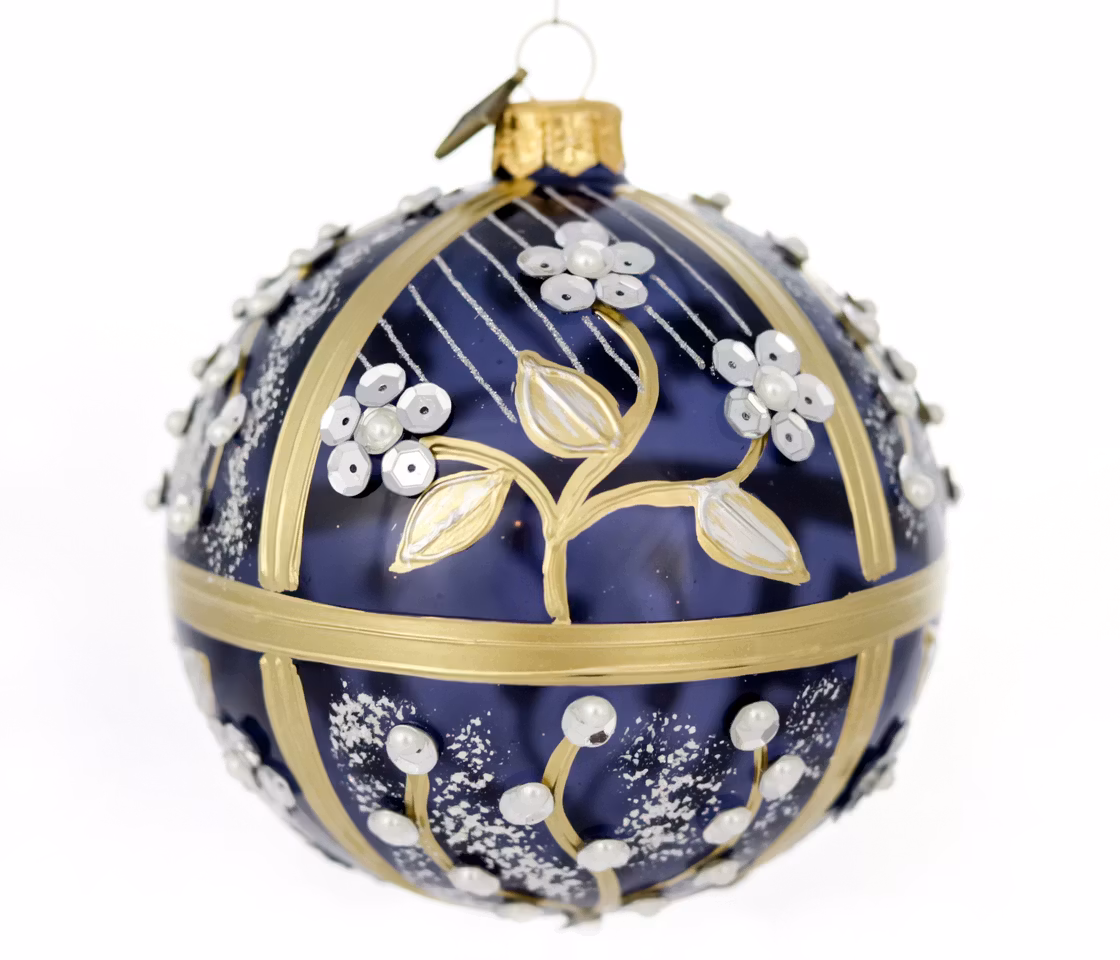 Natthagen, 10 cm hånddekorert glasskule