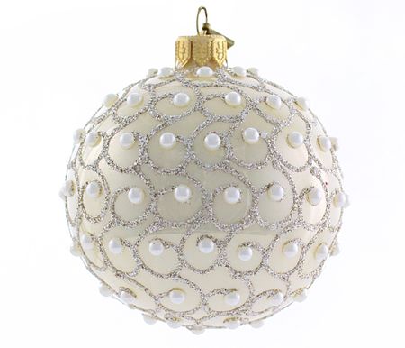 Perleglans, 10 cm hånddekorert glasskule