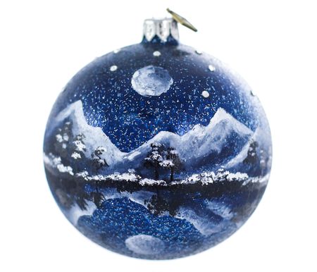 Vinter Nocturne, 10 cm hånddekorert glasskule