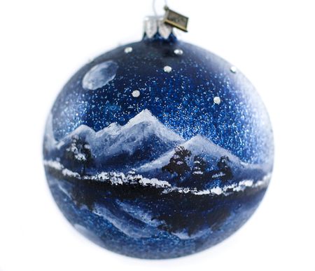 Vinter Nocturne, 10 cm hånddekorert glasskule