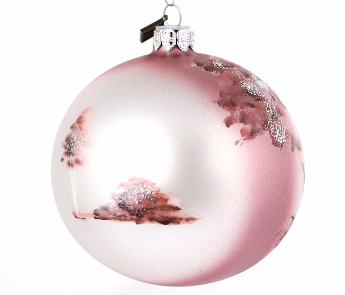 Svanekjærlighet, 10 cm hånddekorert glasskule