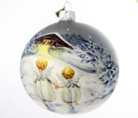 Julenatt, 10 cm hånddekorert glasskule