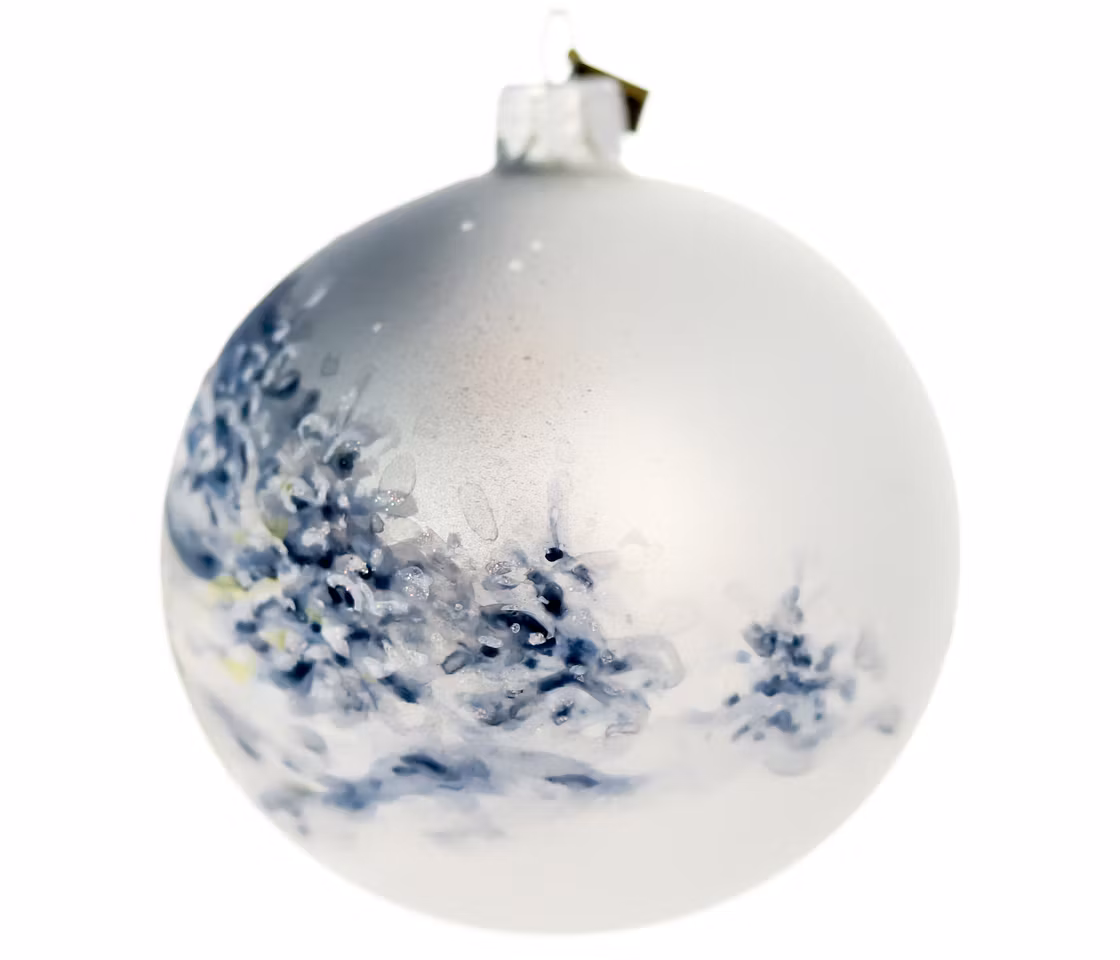 Julenatt, 10 cm hånddekorert glasskule