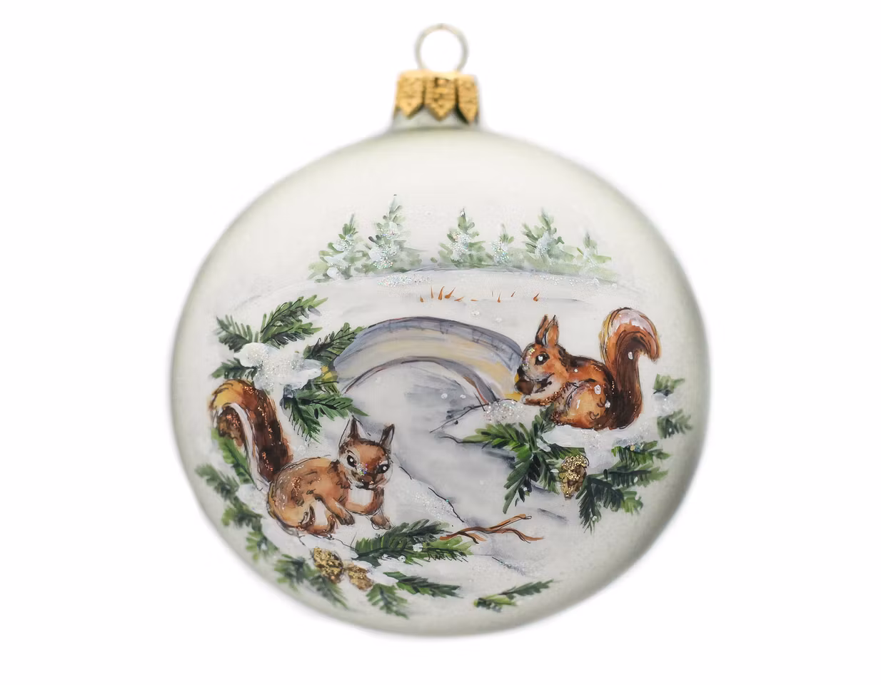 Ekornbarna, 10 cm hånddekorert glasskule