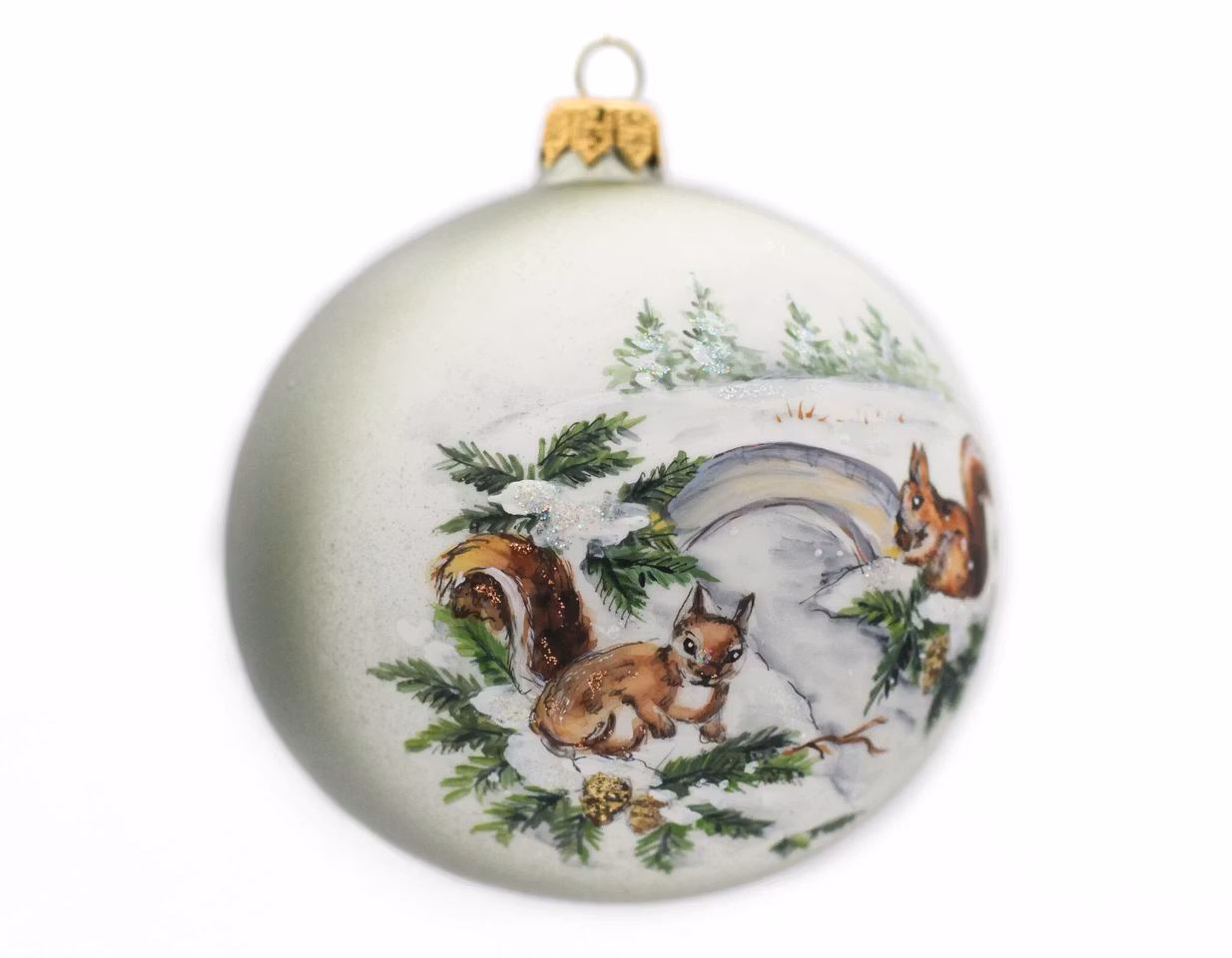 Ekornbarna, 10 cm hånddekorert glasskule