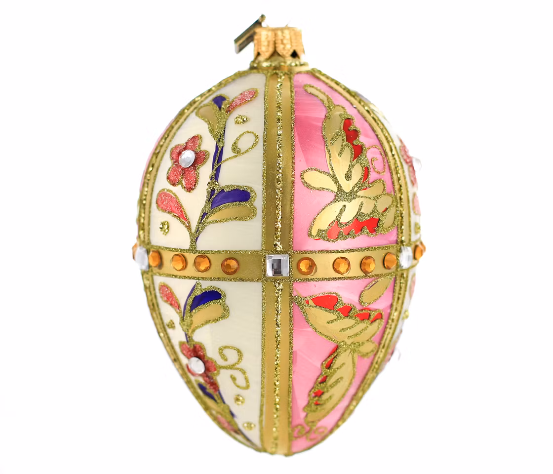 Rokokkosjarm, 13 cm hånddekorert glassegg