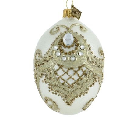 Vakker damask, 11 cm hånddekorert glassegg