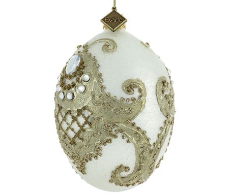 Vakker damask, 11 cm hånddekorert glassegg