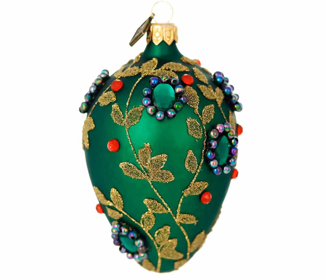 Smaragdlunden, 11 cm hånddekorert glassegg