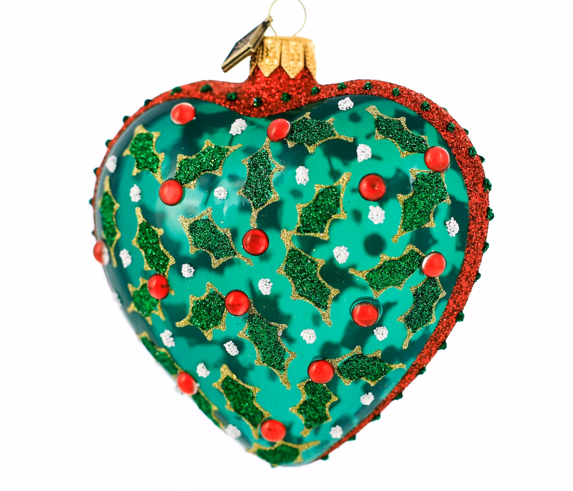 Nær naturen, 9 cm hånddekorert glasshjerte