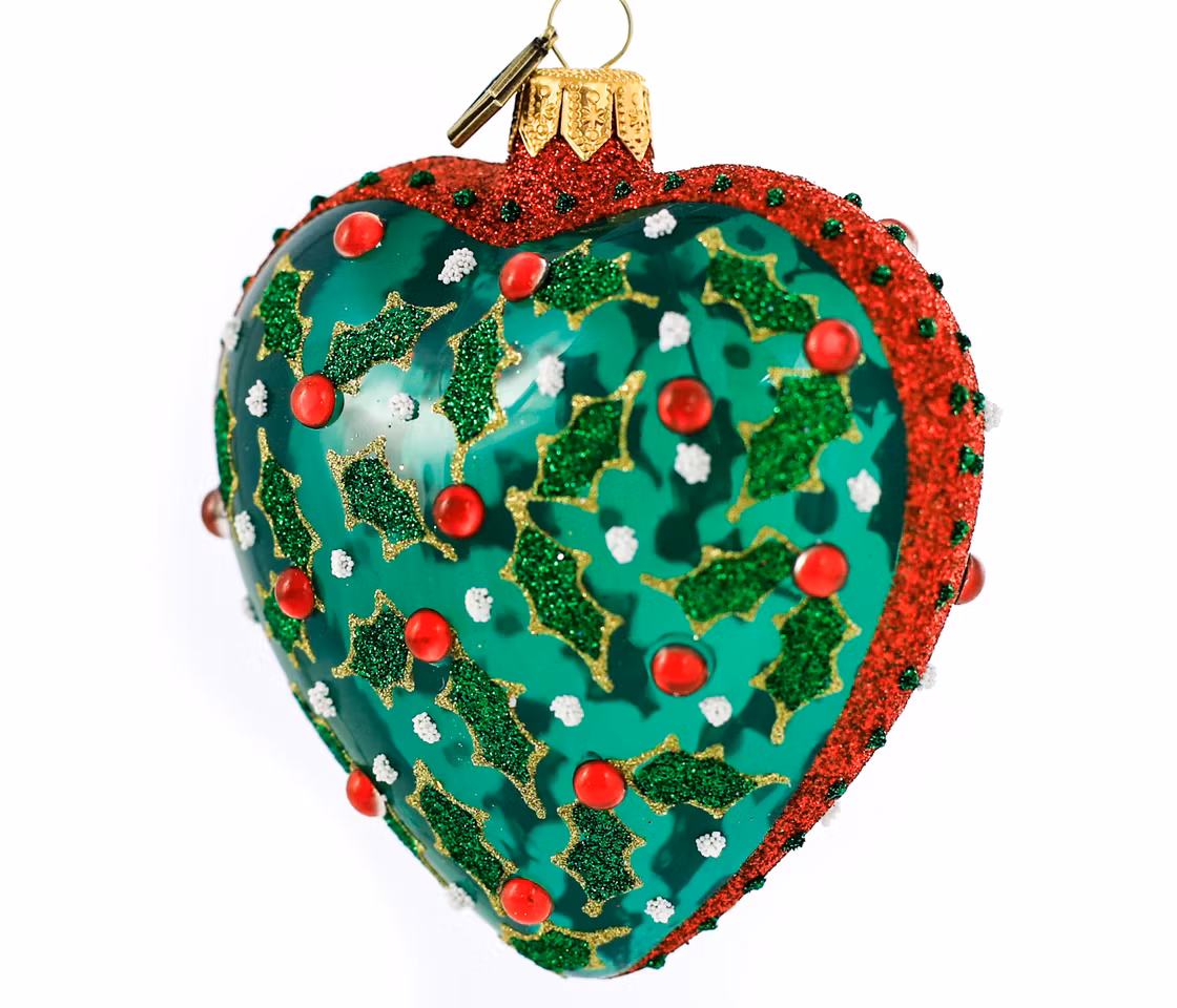 Nær naturen, 9 cm hånddekorert glasshjerte