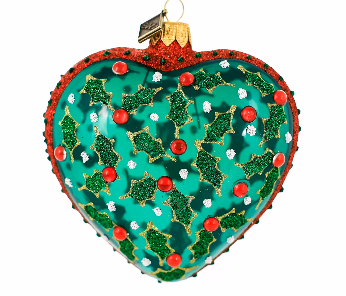 Nær naturen, 9 cm hånddekorert glasshjerte