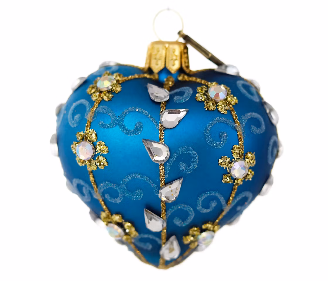 Turkishjertet, 5 cm hånddekorert glasshjerte
