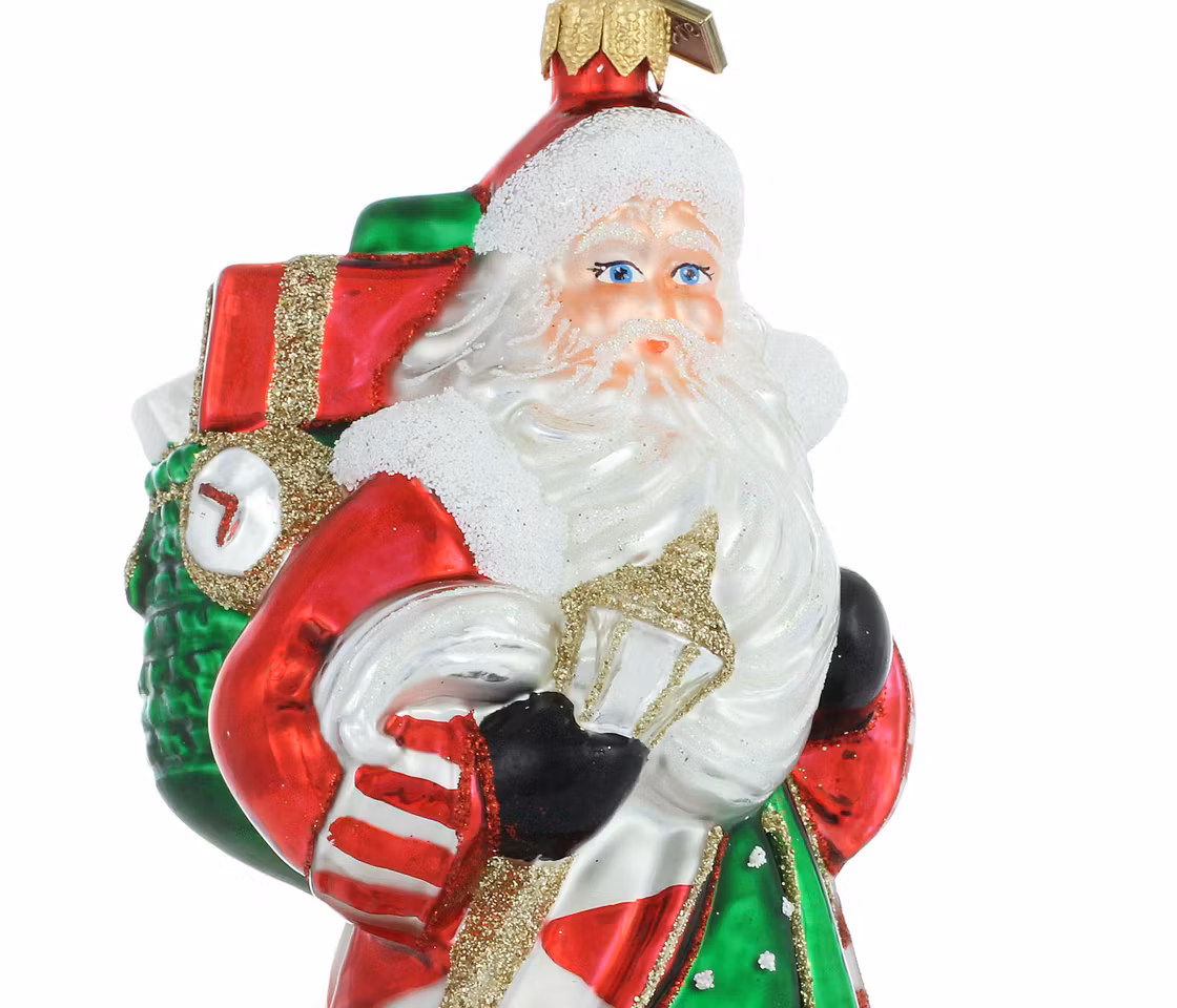 Julekveldsnissen, 18 cm hånddekorert glassfigur