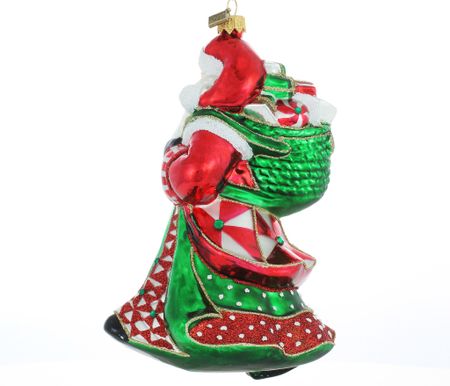 Julekveldsnissen, 18 cm hånddekorert glassfigur