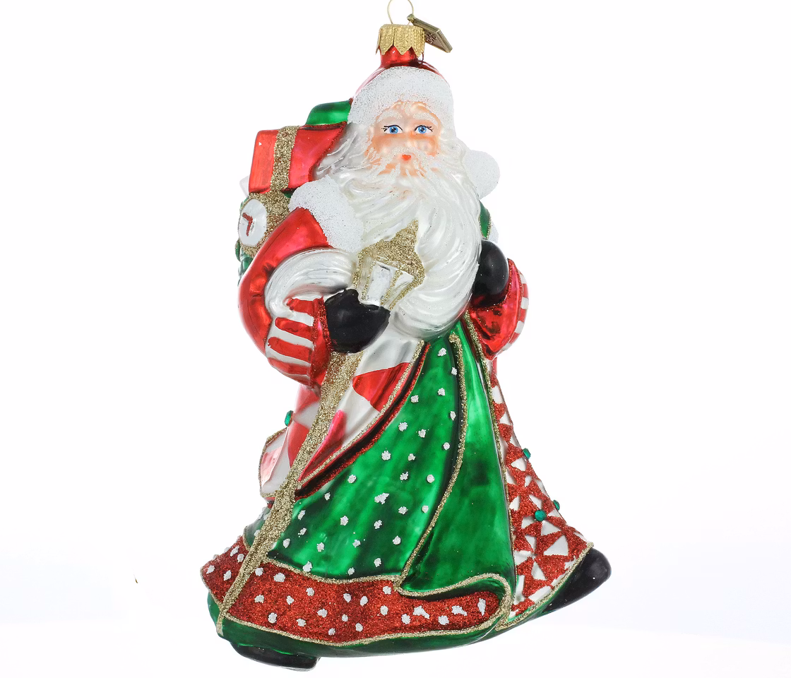 Julekveldsnissen, 18 cm hånddekorert glassfigur