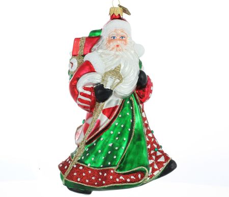 Julekveldsnissen, 18 cm hånddekorert glassfigur