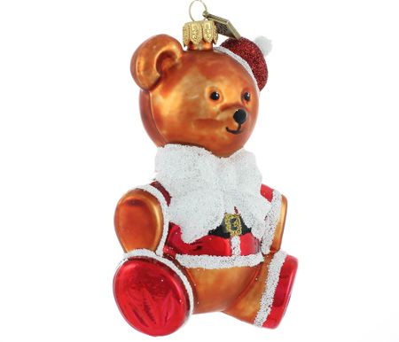 Brun julebamse, 12cm hånddekorert glassfigur