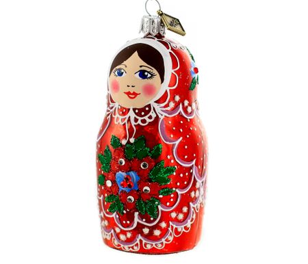 Matryoshka, 10 cm hånddekorert glassfigur