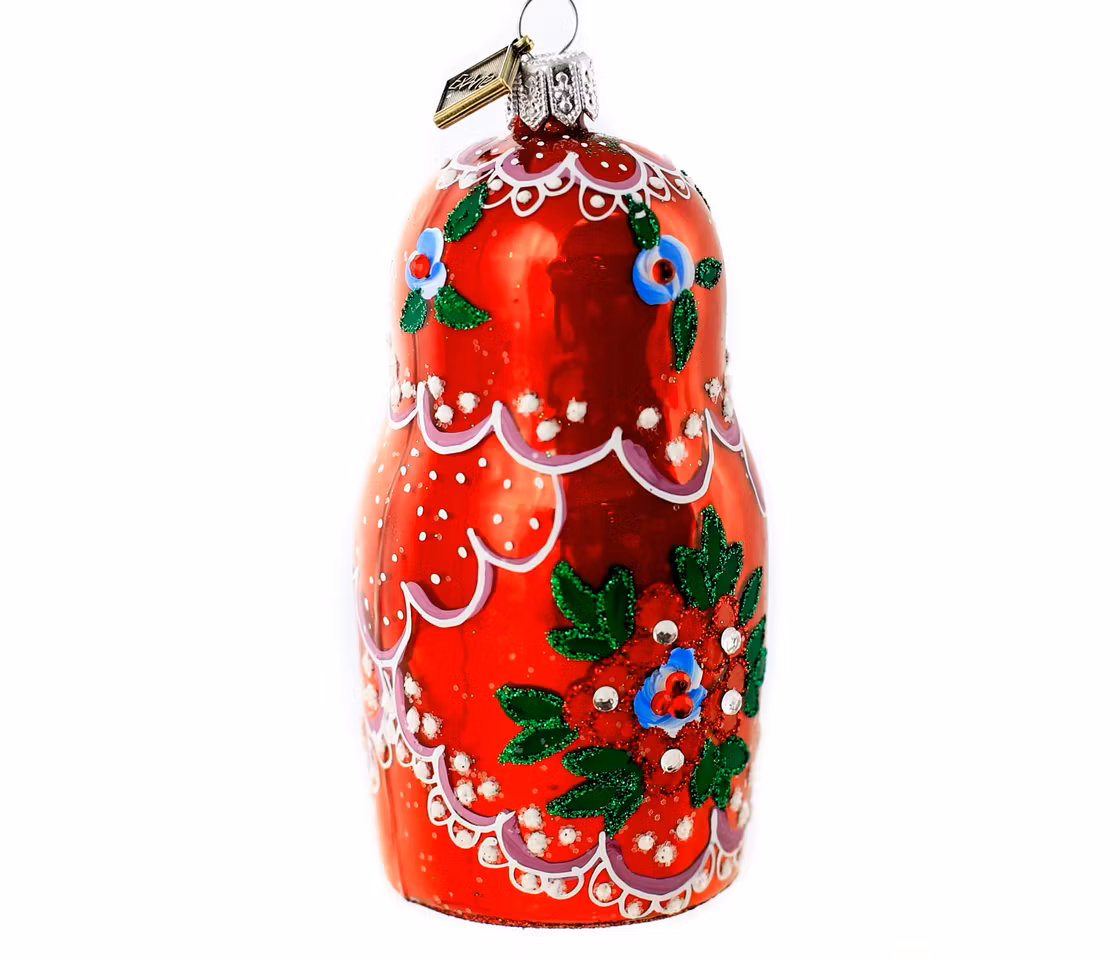 Matryoshka, 10 cm hånddekorert glassfigur