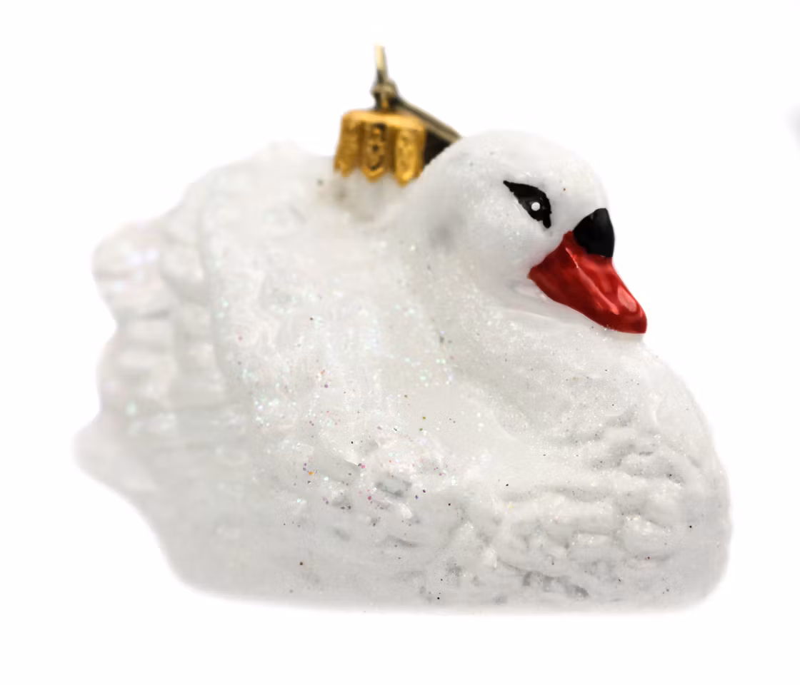 Svanen, 10 cm hånddekorert glassfigur