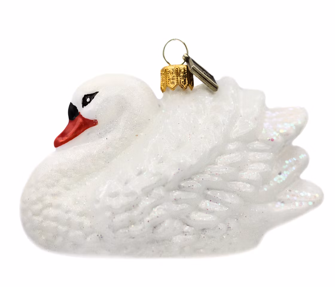 Svanen, 10 cm hånddekorert glassfigur