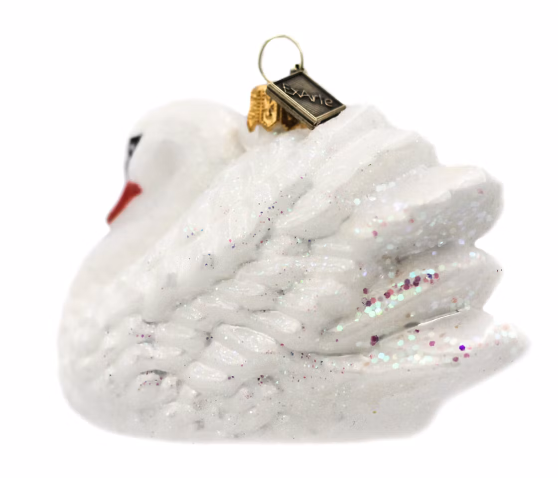 Svanen, 10 cm hånddekorert glassfigur