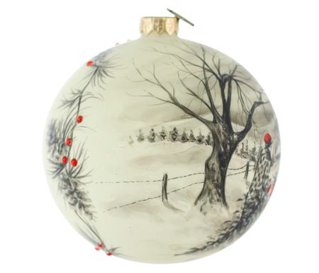 Juletrehenting, 12 cm hånddekorert glasskule