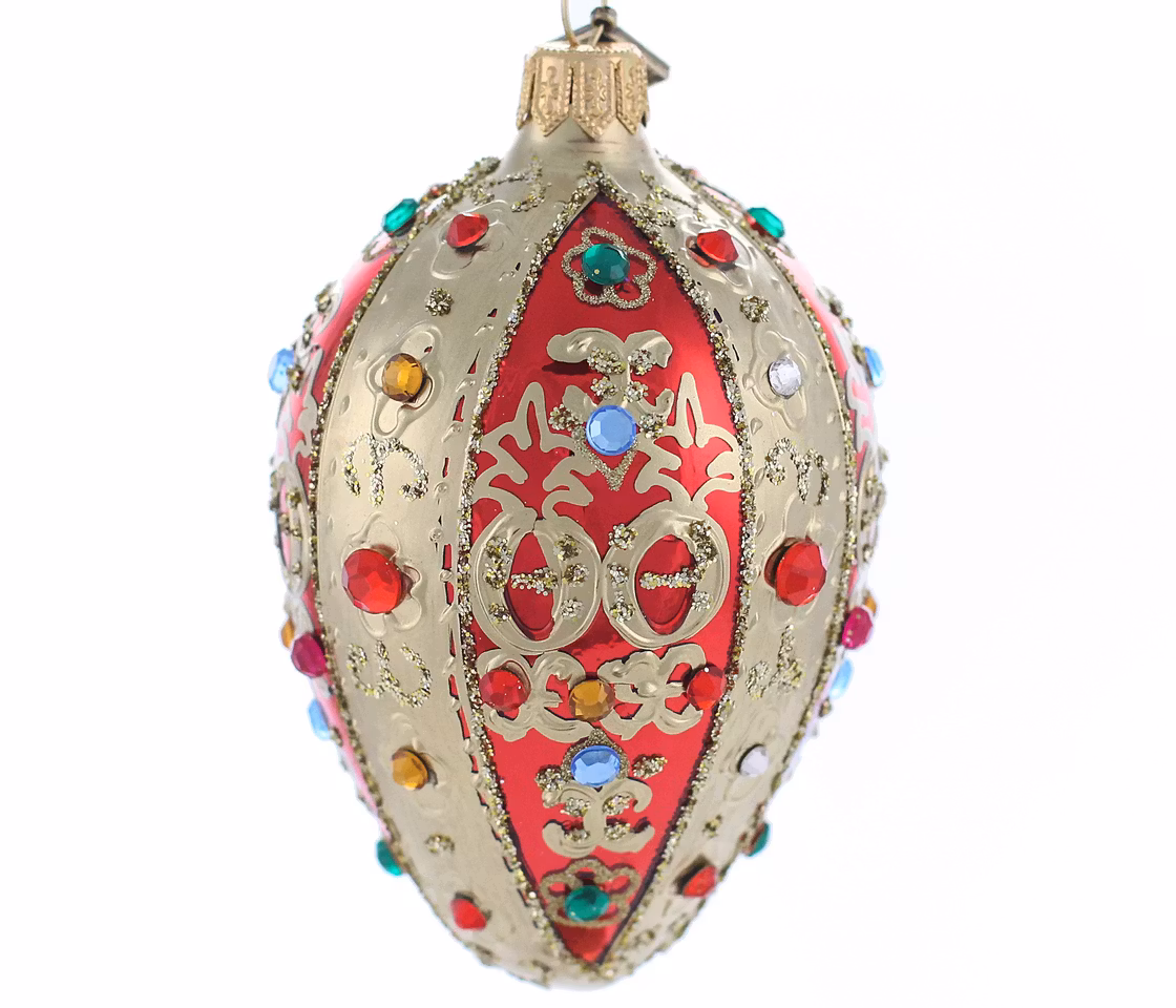 Rett fra skattekista, 11 cm hånddekorert glassegg