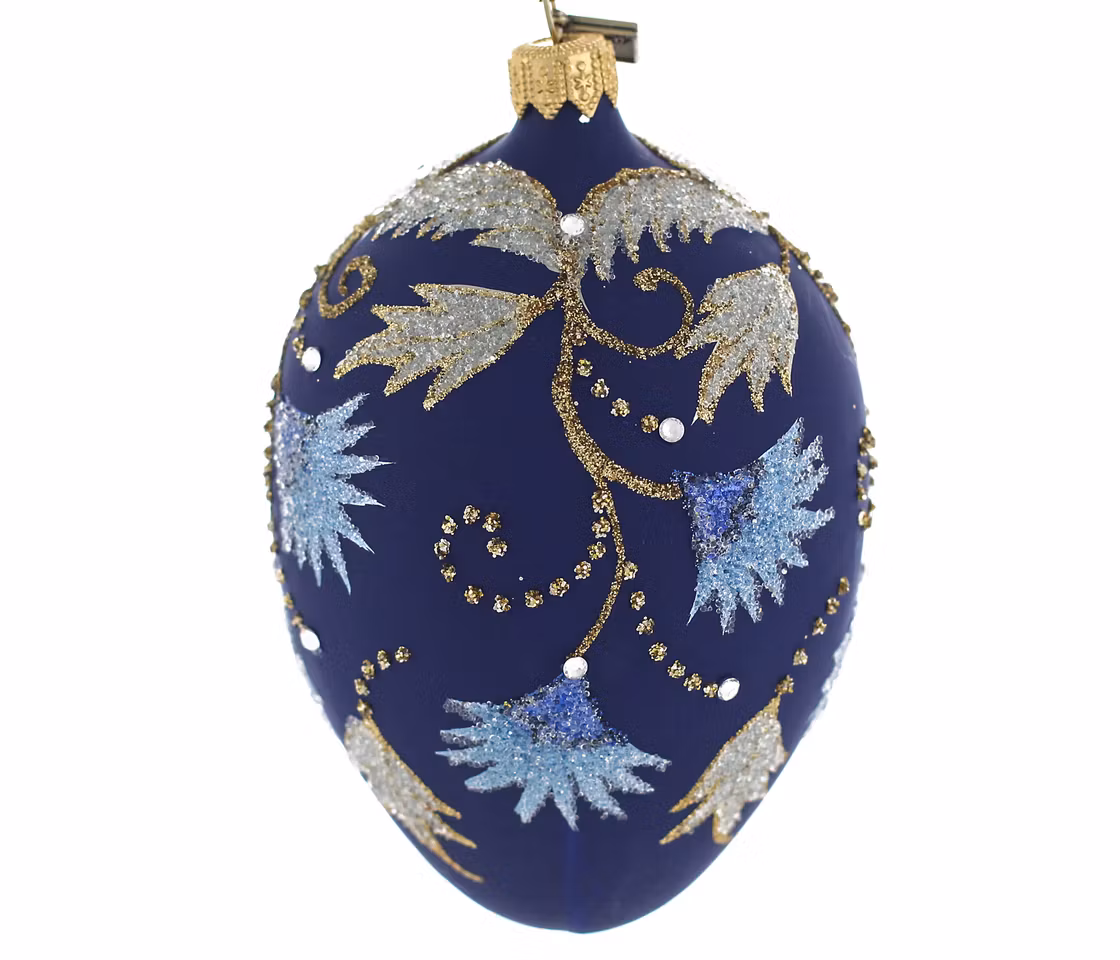 Malva den edle, 13 cm hånddekorert glassegg