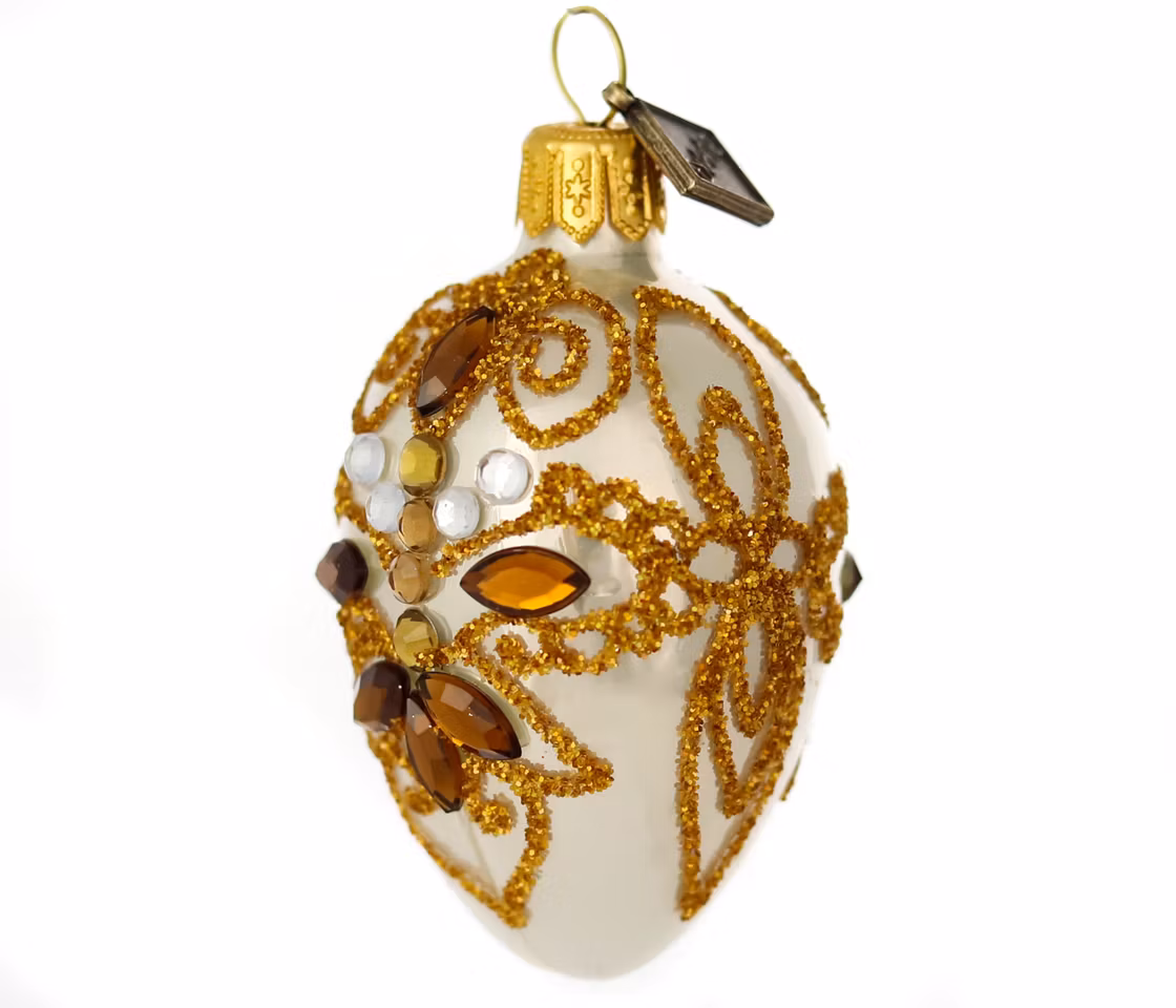 Topazblad, 7 cm hånddekorert glassegg