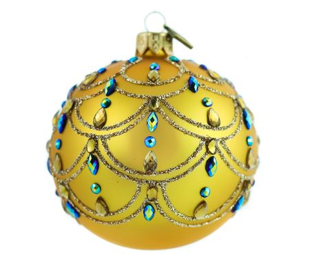 Golden Art Deco, 8 cm hånddekorert glasskule