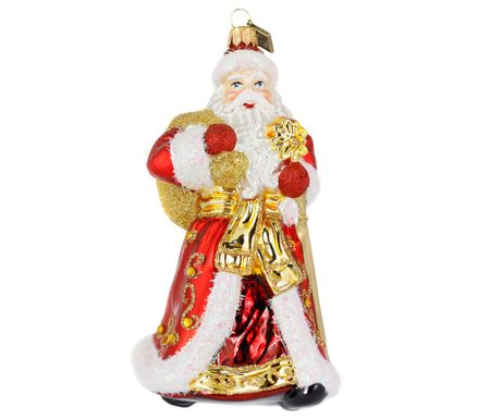 Staselig nissefar, 15 cm hånddekorert glassfigur