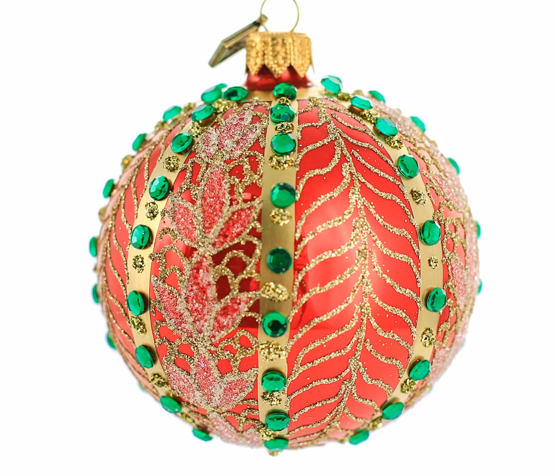 Smaragdelven, 8 cm hånddekorert glasskule