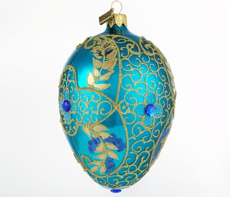 Turkis dybde, 13 cm hånddekorert glassegg