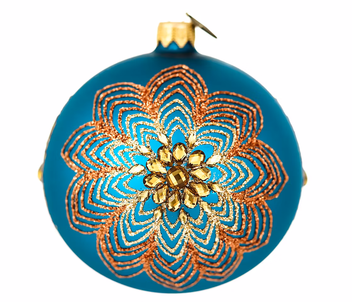 Ravrosetten, 10 cm hånddekorert glasskule