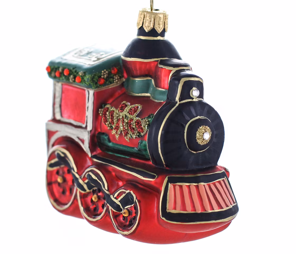 Juleferie-lokomotivet, eksklusiv 10 cm hånddekorert glassfigur