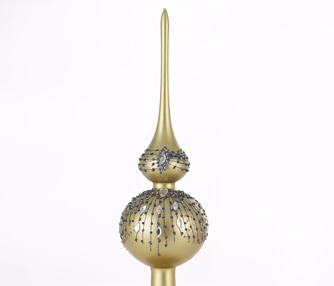 Gullspiret, 33 cm hånddekorert glassornament