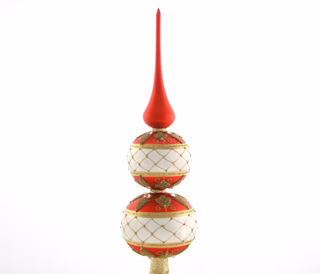 Det klassiske spir, 42 cm, hånddekorert glassornament