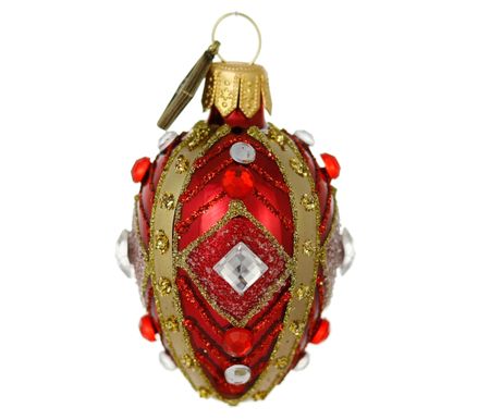Rubinegget, 7 cm hånddekorert glassegg