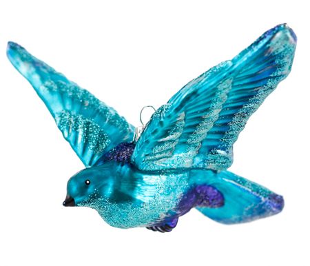 Den turkise fugl, 16 cm hånddekorert glassornament