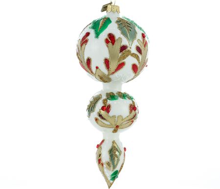 Julens glede, 19 cm hånddekorert glassornament