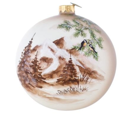 Vinterlandskap, 12cm hånddekorert glasskule