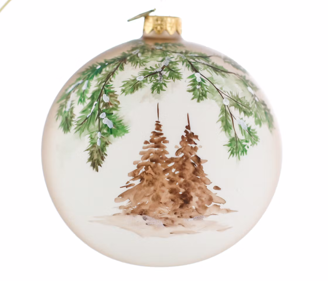 Vinterlandskap, 12cm hånddekorert glasskule