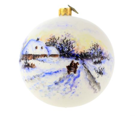 Snødekt, 10 cm hånddekorert glasskule