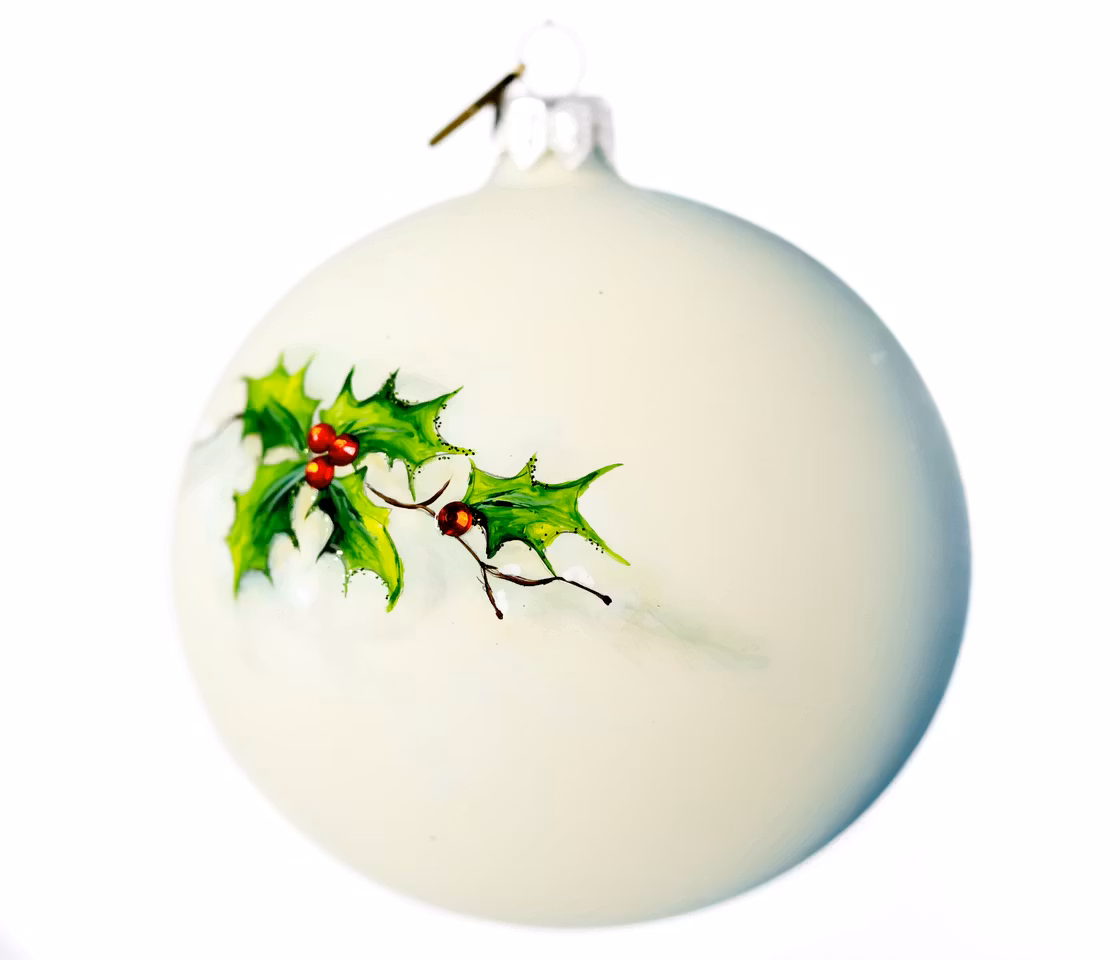 Rødstrupe, 10cm hånddekorert glasskule