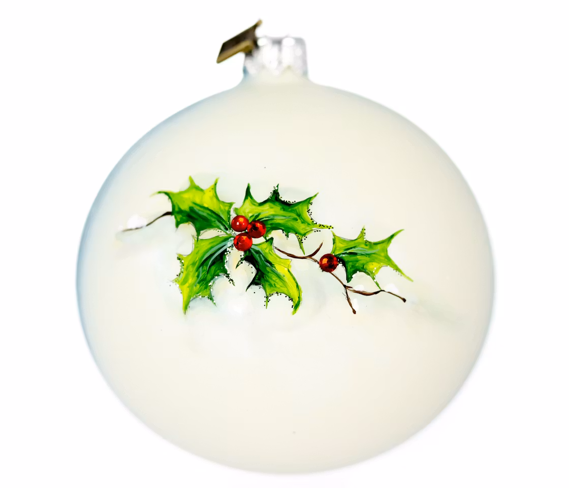 Rødstrupe, 10cm hånddekorert glasskule