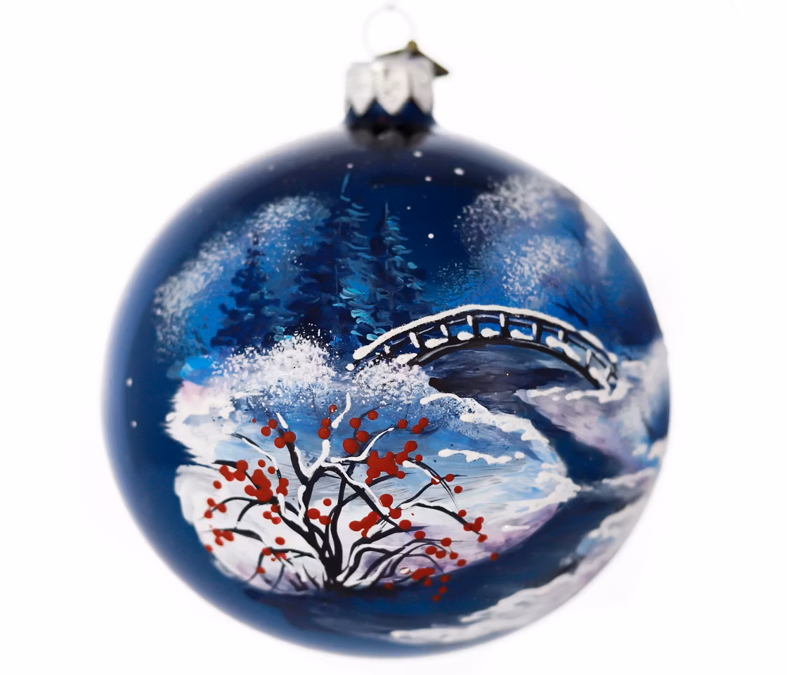 Ved elven, 10cm hånddekorert glasskule